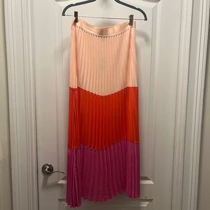 Express High Waisted Pleated Color Block Midi Skirt. Small